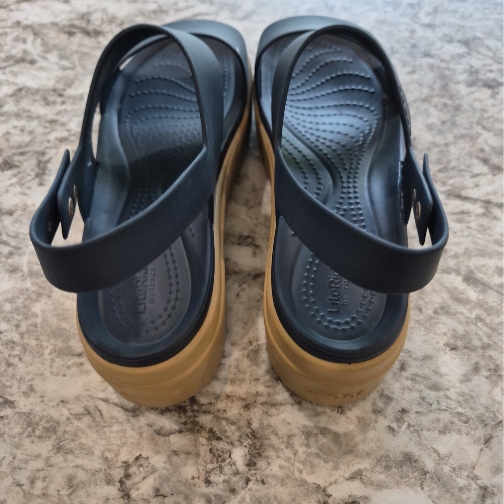 CROCS Black and Tan Platform Sandals - Picture 3 of 8